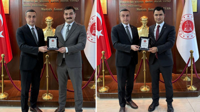 Elmadağ Adliyesi'nde veda programı! Savcılara plaket takdim edildi
