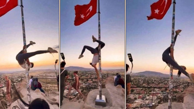 Türk bayrağında tepki çeken dans! Başsavcılık soruşturma başlattı