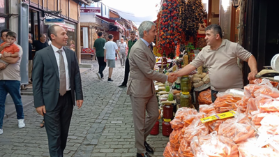 Kaymakam Coşkun ve Başsavcı Güner’den Tarihi Çarşı esnafına ziyaret