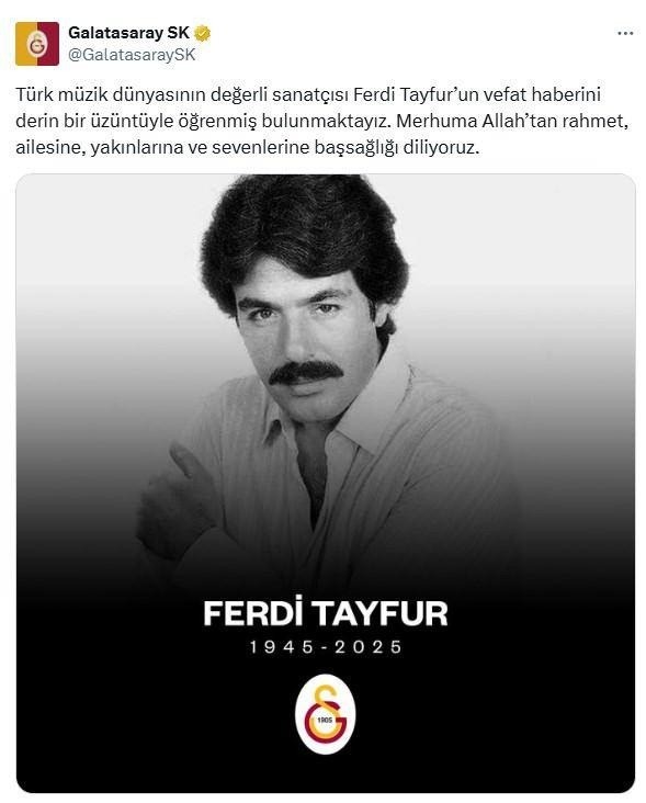 Spor camiasından Ferdi Tayfur için taziye mesajları - Resim: 10