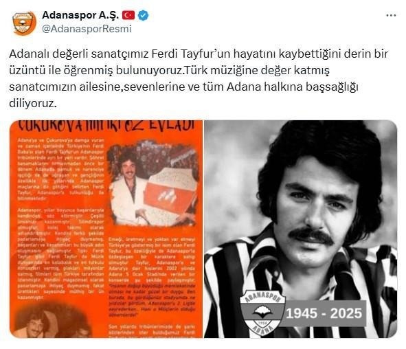 Spor camiasından Ferdi Tayfur için taziye mesajları - Resim: 12