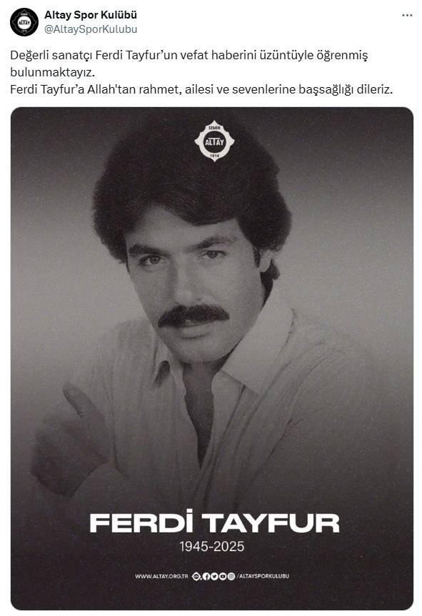 Spor camiasından Ferdi Tayfur için taziye mesajları - Resim: 7