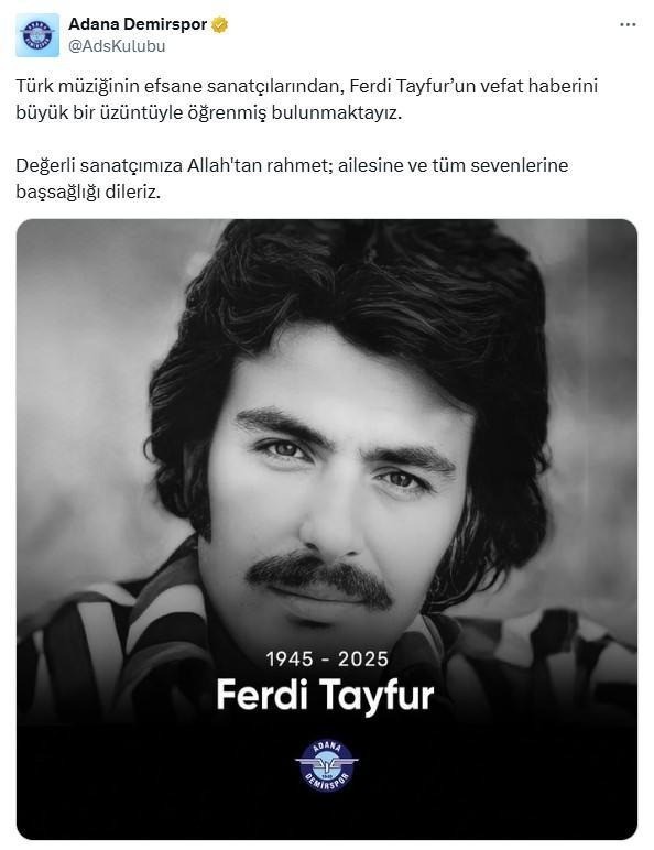 Spor camiasından Ferdi Tayfur için taziye mesajları - Resim: 11