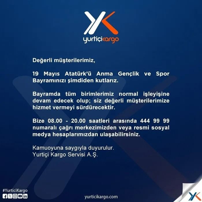 BUGÜN (19 MAYIS) KARGOLAR ÇALIŞIYOR MU? Aras, MNG, Sürat, PTT, Yurtiçi Kargo 19 Mayıs Pazartesi günü açık mı? Kargo gelir mi, gönderilir mi? - Resim: 2