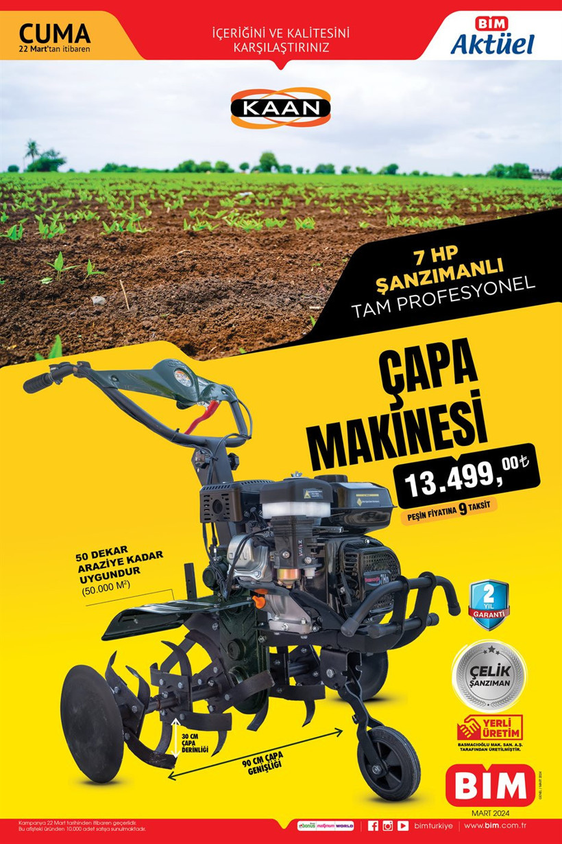 19-22 Mart 2024 BİM aktüel kataloğu! BİM'e çekme karavan, çapa makinesi geliyor! - Resim: 5