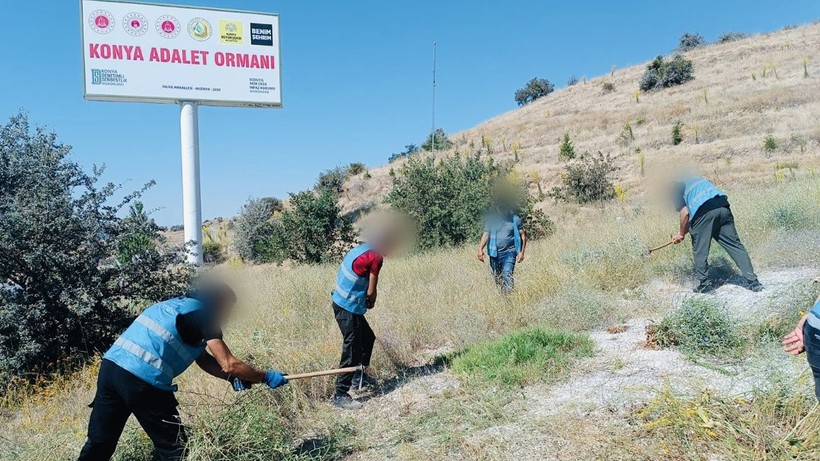 Konya'da yükümlüler Adalet Ormanı'nın bakımını yaptı! Doğa sevgisi aşılandı - Resim: 2