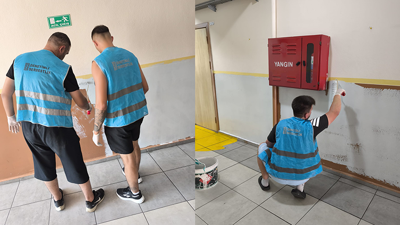 Bandırma'da denetimli serbestlik yükümlülerinden 14 okulda yenileme çalışması - Resim: 2