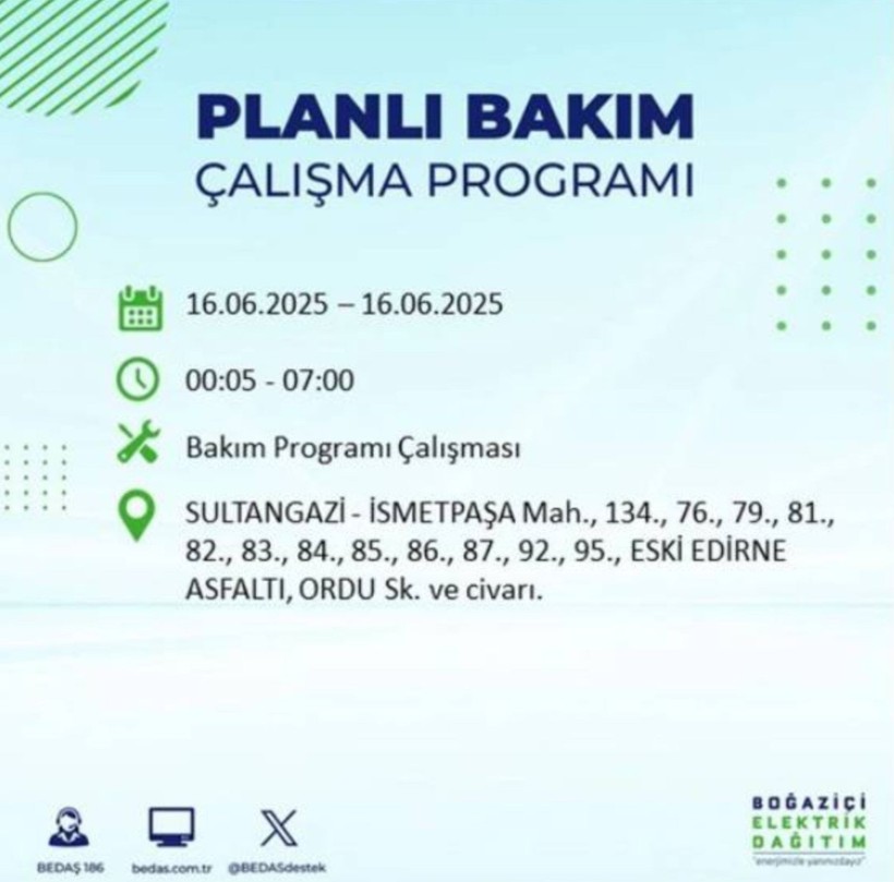İSTANBUL ELEKTRİK KESİNTİSİ 16 HAZİRAN 2025 || Bahçelievler, Zeytinburnu, Bağcılar, Sultangazi’de elektrikler ne zaman gelecek? - Resim: 74