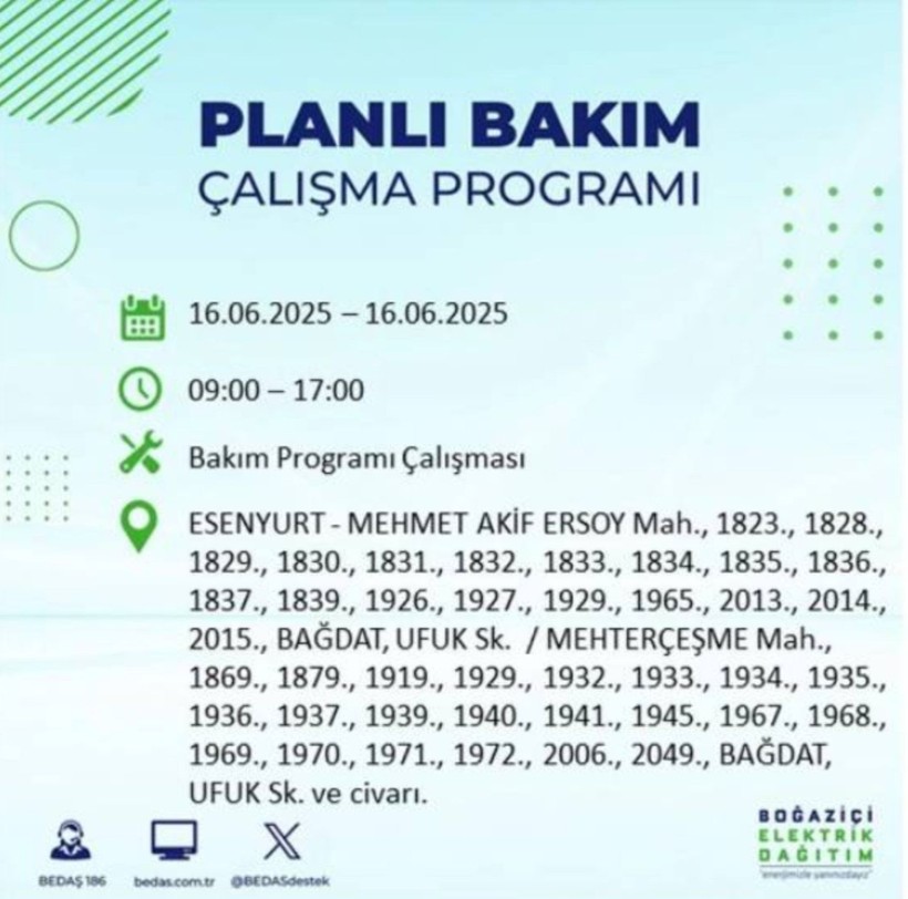 İSTANBUL ELEKTRİK KESİNTİSİ 16 HAZİRAN 2025 || Bahçelievler, Zeytinburnu, Bağcılar, Sultangazi’de elektrikler ne zaman gelecek? - Resim: 46