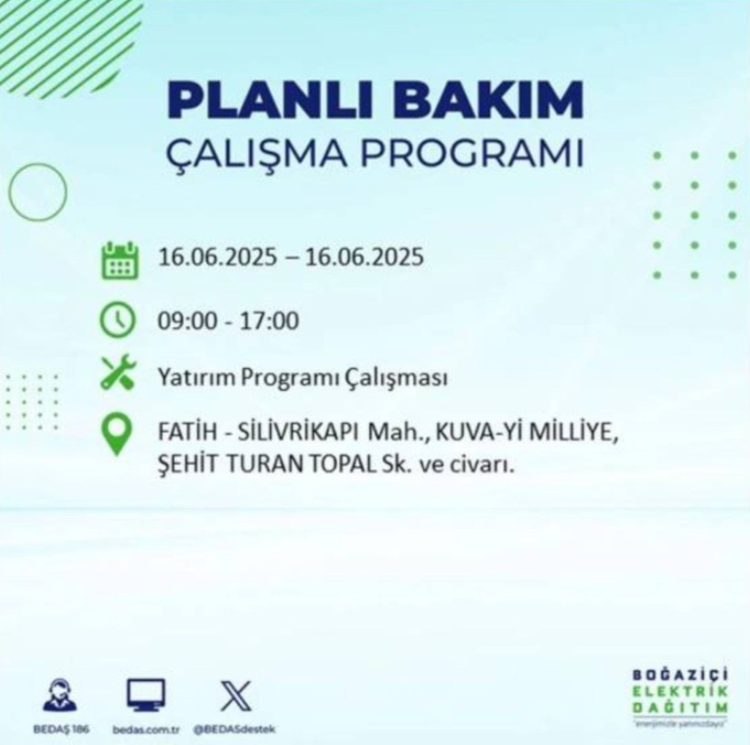 İSTANBUL ELEKTRİK KESİNTİSİ 16 HAZİRAN 2025 || Bahçelievler, Zeytinburnu, Bağcılar, Sultangazi’de elektrikler ne zaman gelecek? - Resim: 50