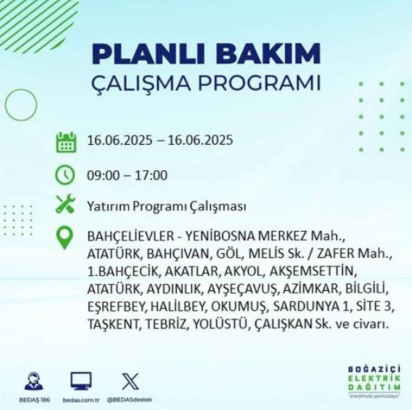 İSTANBUL ELEKTRİK KESİNTİSİ 16 HAZİRAN 2025 || Bahçelievler, Zeytinburnu, Bağcılar, Sultangazi’de elektrikler ne zaman gelecek? - Resim: 21