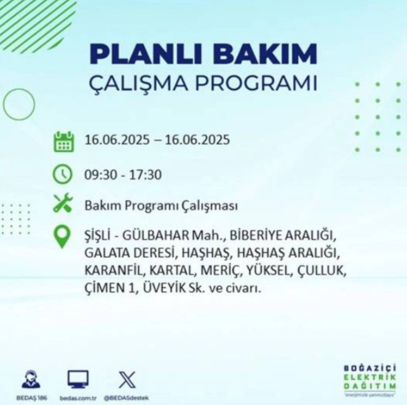 İSTANBUL ELEKTRİK KESİNTİSİ 16 HAZİRAN 2025 || Bahçelievler, Zeytinburnu, Bağcılar, Sultangazi’de elektrikler ne zaman gelecek? - Resim: 72