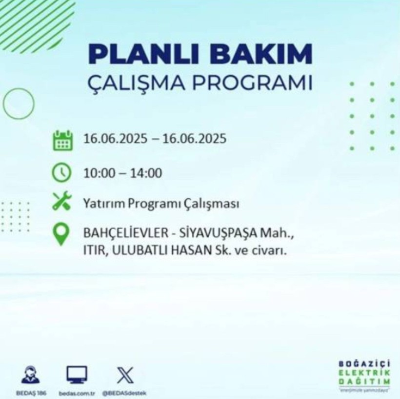 İSTANBUL ELEKTRİK KESİNTİSİ 16 HAZİRAN 2025 || Bahçelievler, Zeytinburnu, Bağcılar, Sultangazi’de elektrikler ne zaman gelecek? - Resim: 11