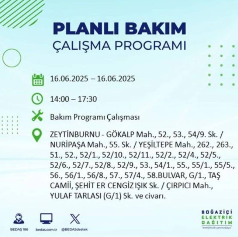 İSTANBUL ELEKTRİK KESİNTİSİ 16 HAZİRAN 2025 || Bahçelievler, Zeytinburnu, Bağcılar, Sultangazi’de elektrikler ne zaman gelecek? - Resim: 83