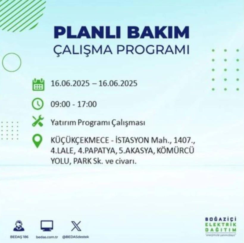 İSTANBUL ELEKTRİK KESİNTİSİ 16 HAZİRAN 2025 || Bahçelievler, Zeytinburnu, Bağcılar, Sultangazi’de elektrikler ne zaman gelecek? - Resim: 63