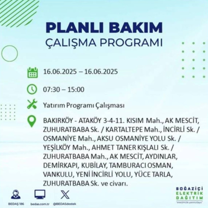 İSTANBUL ELEKTRİK KESİNTİSİ 16 HAZİRAN 2025 || Bahçelievler, Zeytinburnu, Bağcılar, Sultangazi’de elektrikler ne zaman gelecek? - Resim: 26