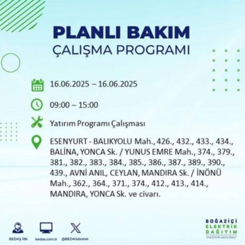İSTANBUL ELEKTRİK KESİNTİSİ 16 HAZİRAN 2025 || Bahçelievler, Zeytinburnu, Bağcılar, Sultangazi’de elektrikler ne zaman gelecek? - Resim: 30