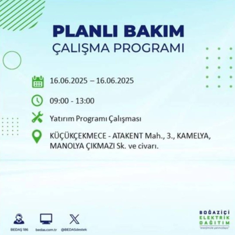 İSTANBUL ELEKTRİK KESİNTİSİ 16 HAZİRAN 2025 || Bahçelievler, Zeytinburnu, Bağcılar, Sultangazi’de elektrikler ne zaman gelecek? - Resim: 67