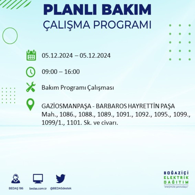 İSTANBUL 5 ARALIK ELEKTRİK KESİNTİSİ 2024: Elektrikler ne zaman gelecek? BEDAŞ açıkladı! - Resim: 36