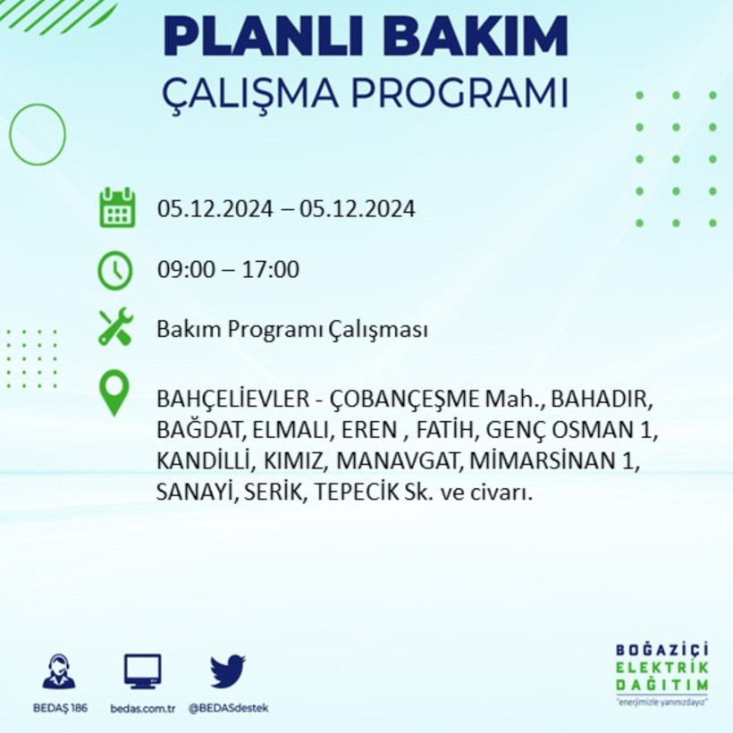 İSTANBUL 5 ARALIK ELEKTRİK KESİNTİSİ 2024: Elektrikler ne zaman gelecek? BEDAŞ açıkladı! - Resim: 16