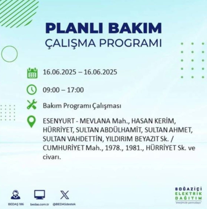 İSTANBUL ELEKTRİK KESİNTİSİ 16 HAZİRAN 2025 || Bahçelievler, Zeytinburnu, Bağcılar, Sultangazi’de elektrikler ne zaman gelecek? - Resim: 31