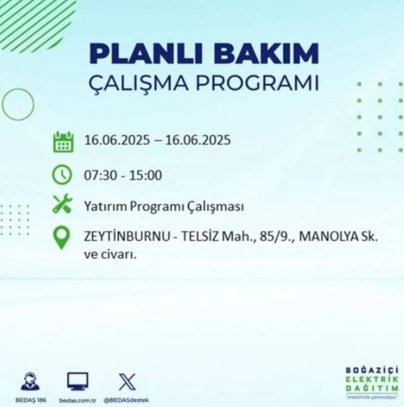 İSTANBUL ELEKTRİK KESİNTİSİ 16 HAZİRAN 2025 || Bahçelievler, Zeytinburnu, Bağcılar, Sultangazi’de elektrikler ne zaman gelecek? - Resim: 85
