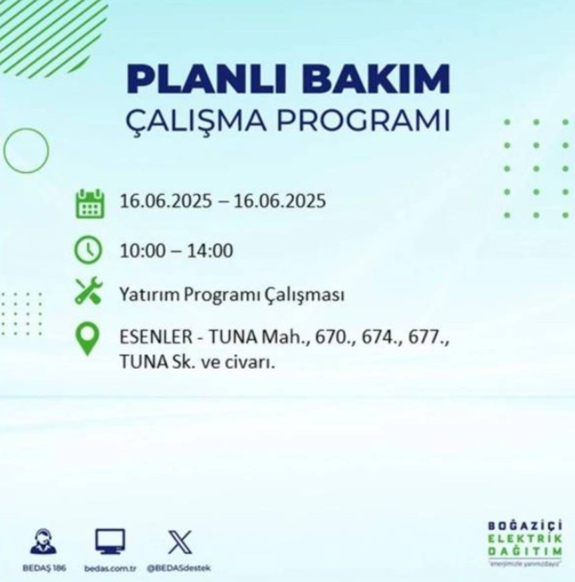 İSTANBUL ELEKTRİK KESİNTİSİ 16 HAZİRAN 2025 || Bahçelievler, Zeytinburnu, Bağcılar, Sultangazi’de elektrikler ne zaman gelecek? - Resim: 33