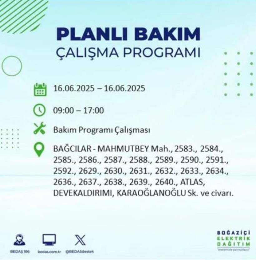 İSTANBUL ELEKTRİK KESİNTİSİ 16 HAZİRAN 2025 || Bahçelievler, Zeytinburnu, Bağcılar, Sultangazi’de elektrikler ne zaman gelecek? - Resim: 15