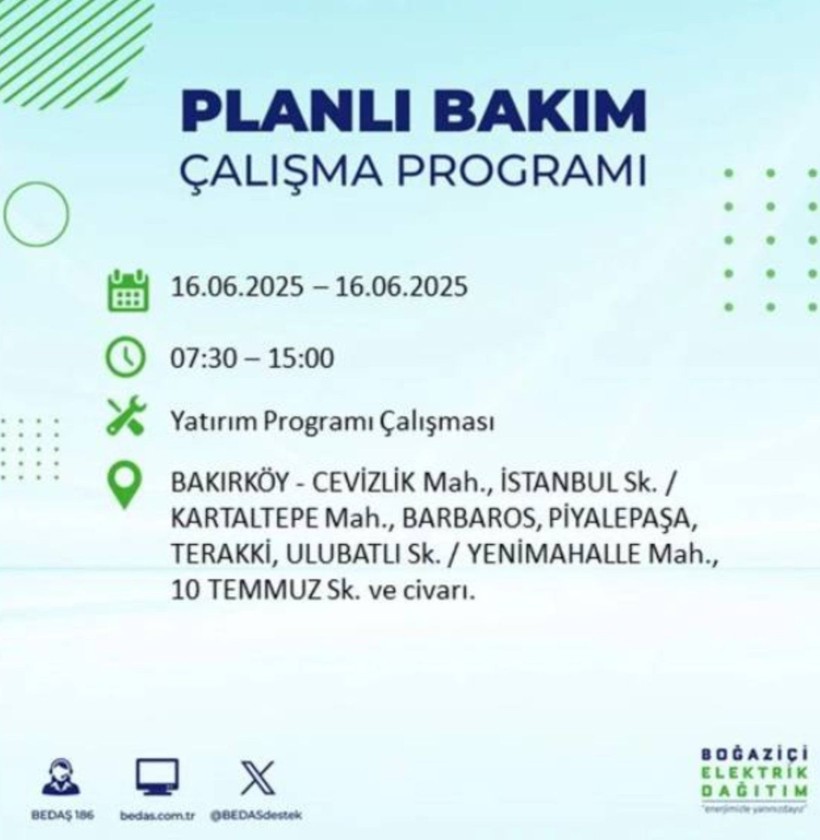 İSTANBUL ELEKTRİK KESİNTİSİ 16 HAZİRAN 2025 || Bahçelievler, Zeytinburnu, Bağcılar, Sultangazi’de elektrikler ne zaman gelecek? - Resim: 25